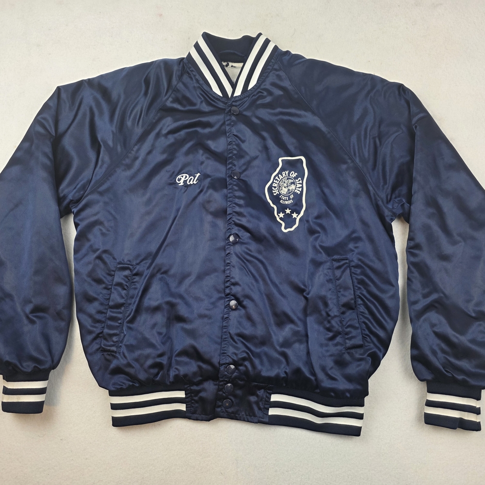 Men's Navy Blue Varsity Jacket‎ with Embroidered Logo